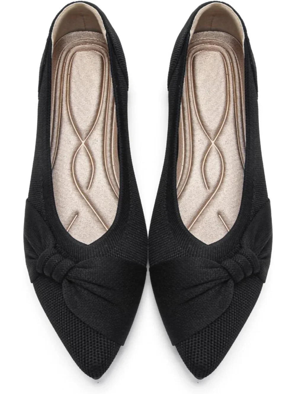 Women's Black Mesh Comfortable Ballet Flats Pointed Toe Lightweight Casual Shoes